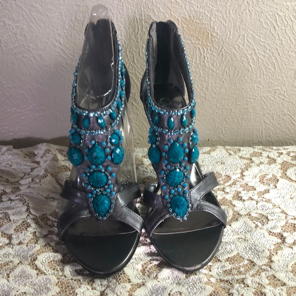 Carlos by Carlos Santana Silver and Blue Strappy Heels
